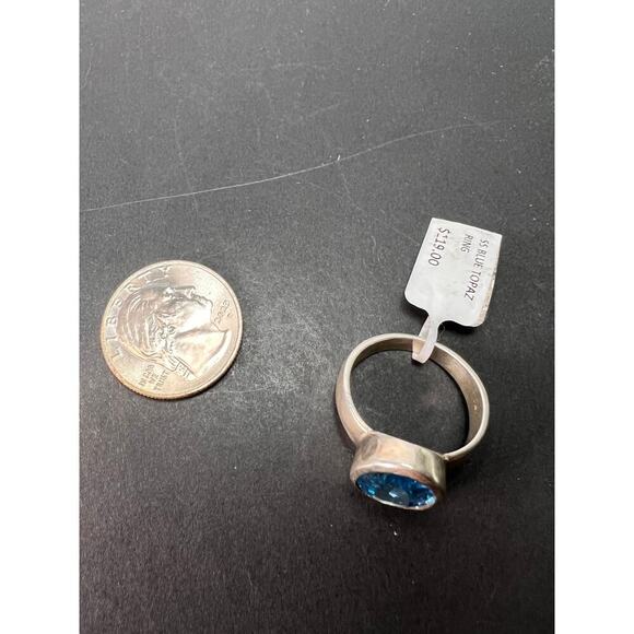 NEW Swiss blue topaz sterling silver ring size 8.5 / 6.64 grams - Picture 4 of 11